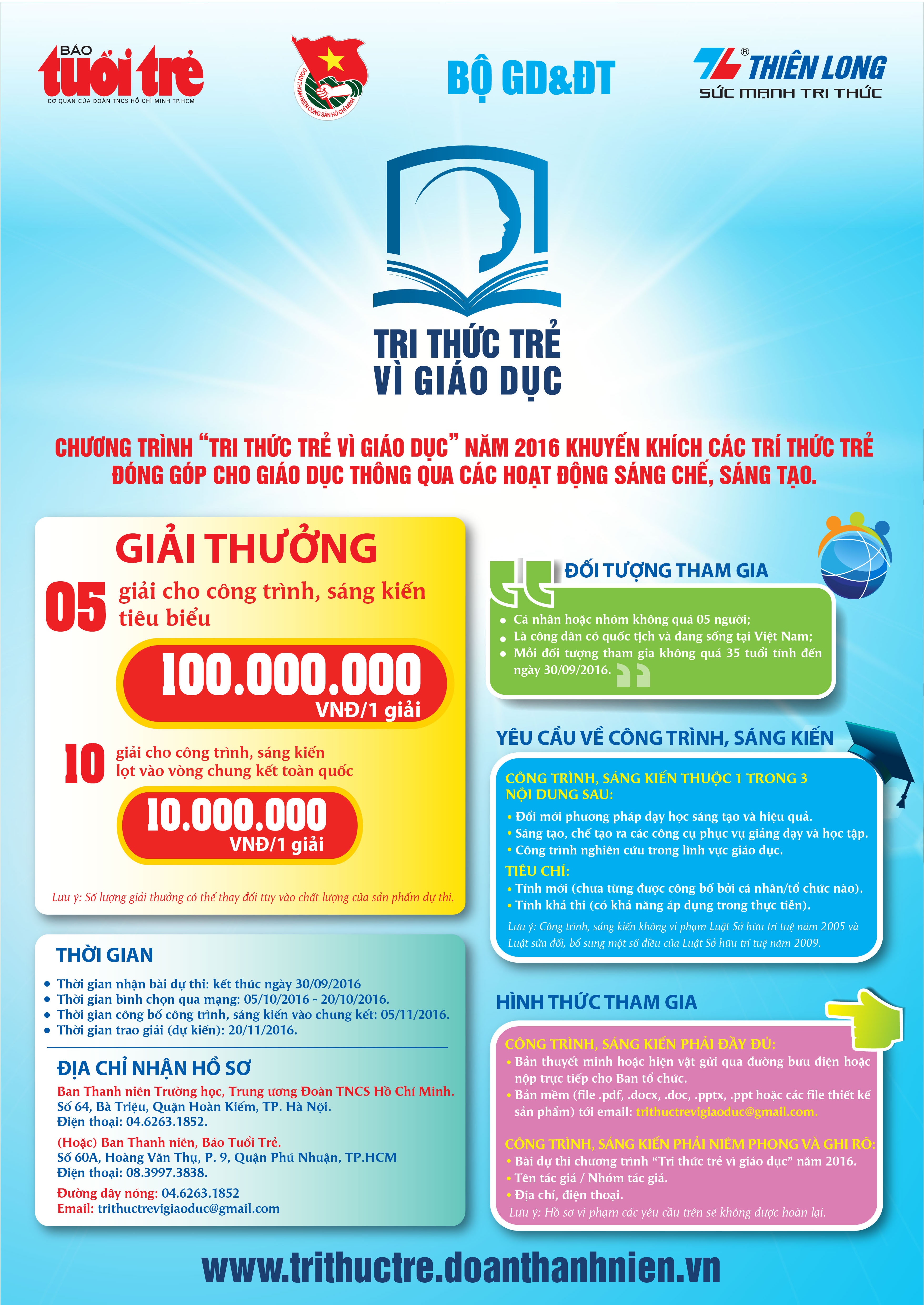 Poster chương trình “Tri thức trẻ vì giáo dục”